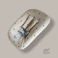 Hoes voor Stokke Tripp Trapp Newborn - teddystof beige met paarse bloemetjes – Lots of Lovie - kraamcadeau
