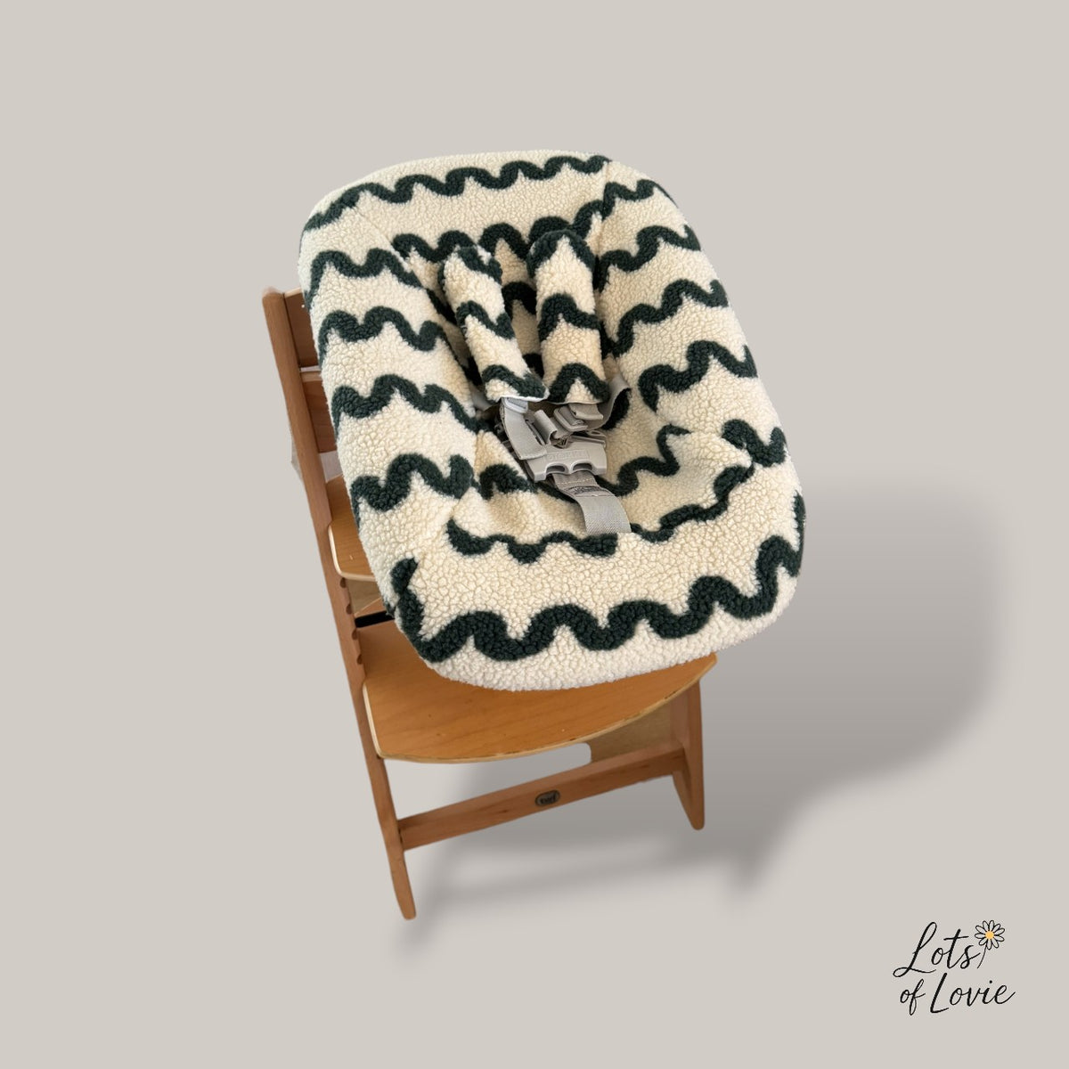 Hoes voor Stokke Tripp Trapp Newborn – Teddystof met kronkel donker groen) patroon– Lots of Lovie